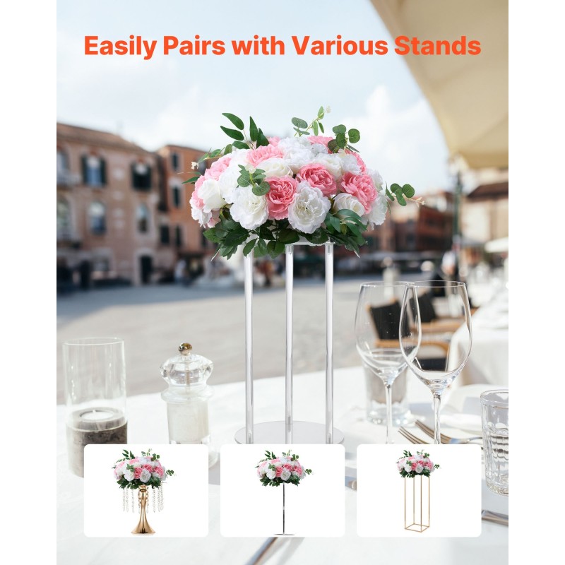 Keinotekoiset silkkiset ruusukukkapallot 10 kpl 450 mm hää- ja juhlasomistukseen