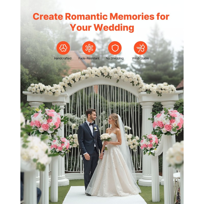 Keinotekoiset silkkiset ruusukukkapallot 10 kpl 450 mm hää- ja juhlasomistukseen