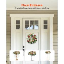 Silkkiruusukranssit 10 kpl halkaisija 340 mm vaaleanpunaiset ja valkoiset pöytäkoristeet