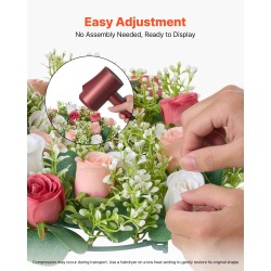 Silkkiruusukranssit 10 kpl halkaisija 340 mm vaaleanpunaiset ja valkoiset pöytäkoristeet