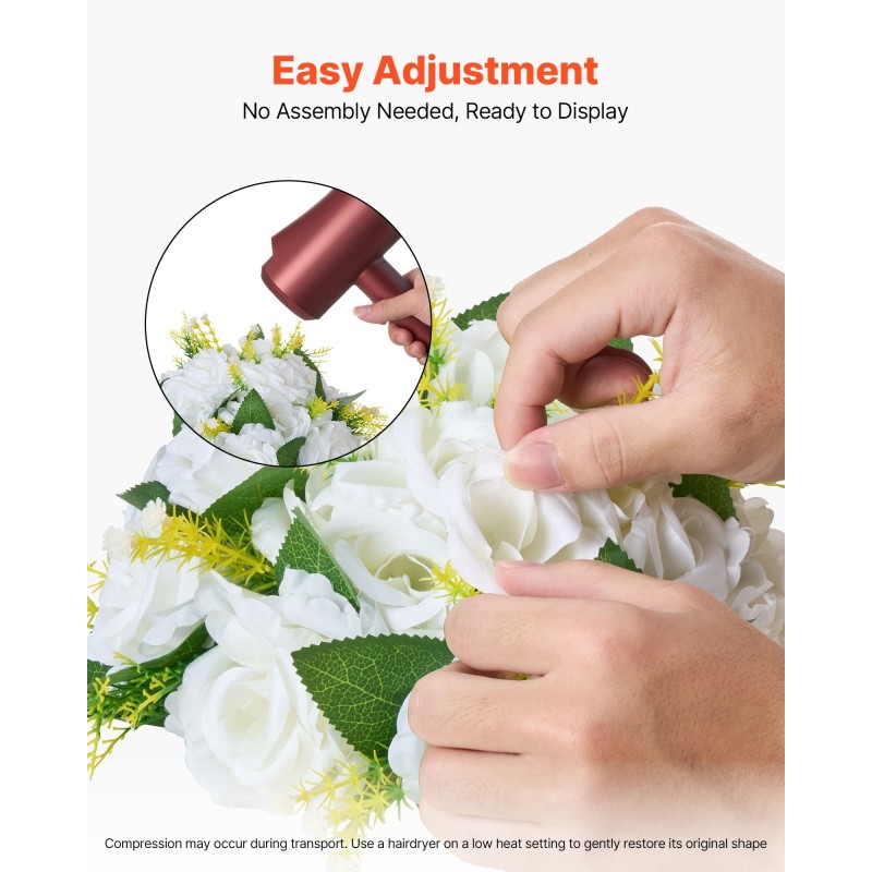 Keinotekoiset silkkikukkaiset kukkapallot 10 kpl 240 mm valkoiset