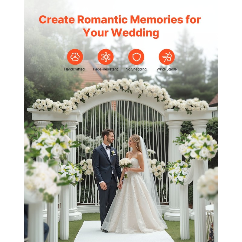 Keinotekoiset silkkikukkaiset kukkapallot 10 kpl 240 mm valkoiset