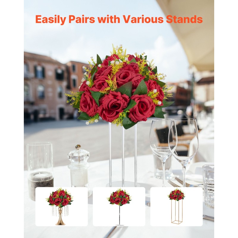 Tekoruusupallot 10 kpl silkkiterälehdet punainen 240x240x120 mm