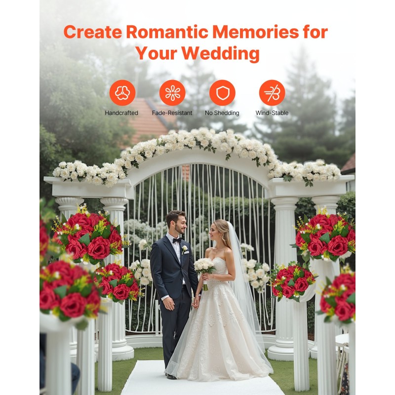 Tekoruusupallot 10 kpl silkkiterälehdet punainen 240x240x120 mm