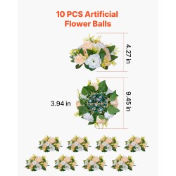 Tekokukkapallot silkkiterälehdillä 10 kappaletta 240 millimetriä samppanja ja valkoinen häihin ja juhliin