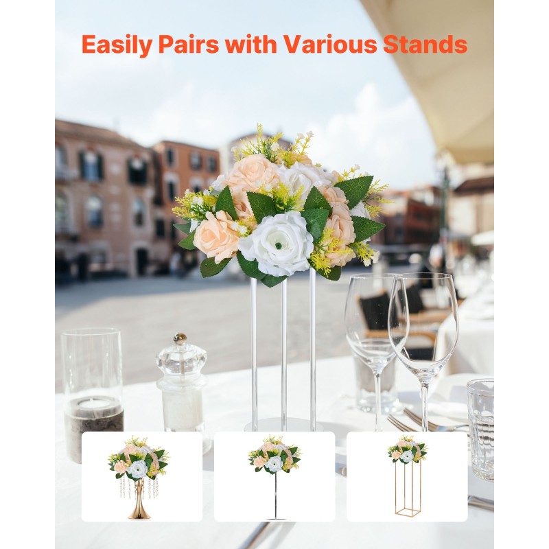 Tekokukkapallot silkkiterälehdillä 10 kappaletta 240 millimetriä samppanja ja valkoinen häihin ja juhliin