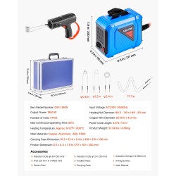 Kannettava induktiolämmitin 1800W 230V pulttien ja muttereiden irrotukseen 4 kelaa
