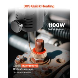 Induktiolämmitin 1100W 230V pulttien ja muttereiden irrotukseen 8 kelaa