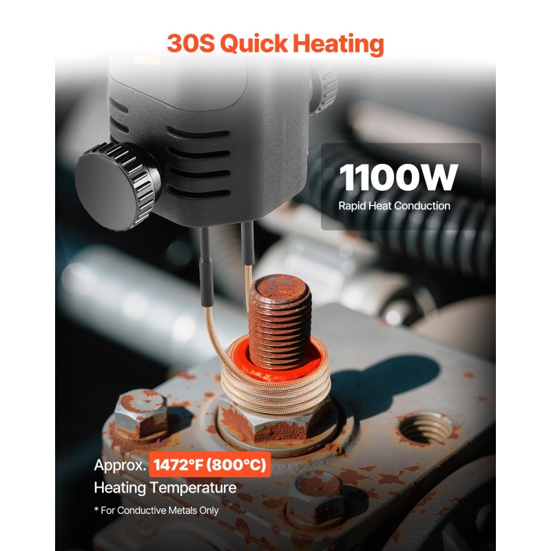 Induktiolämmitin 1100W 230V pulttien ja muttereiden irrotukseen 8 kelaa