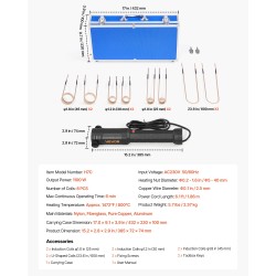 Induktiolämmitin 1100W 230V pulttien ja muttereiden irrotukseen 8 kelaa