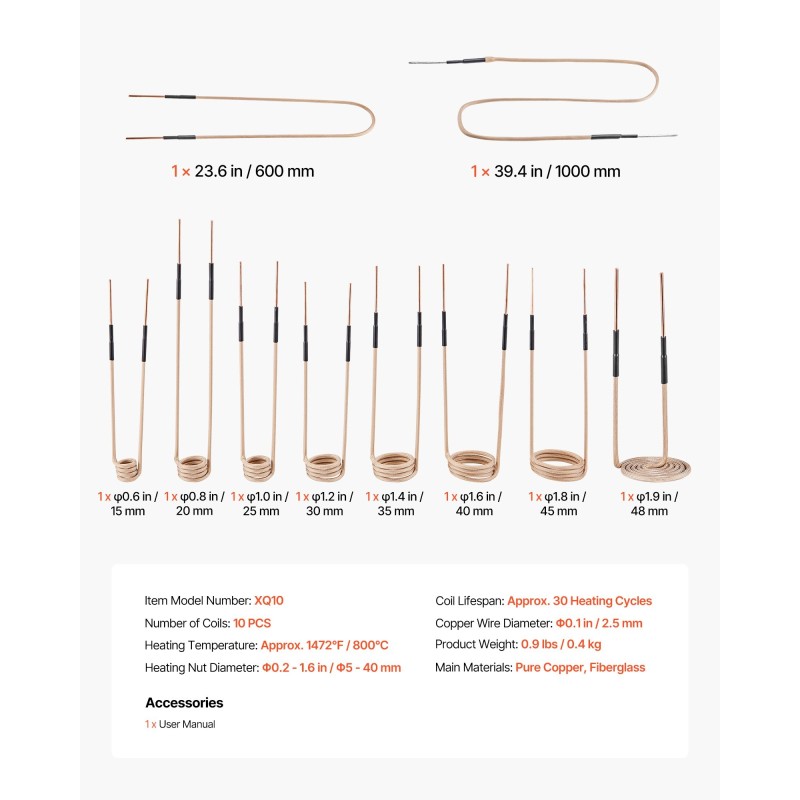 Induktiolämmityskelapaketti 10 kpl puhdas kupari pulteille ja muttereille