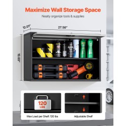 Teräksinen seinäkaappi 770 x 305 x 500 mm lukittava ylös aukeava luukku