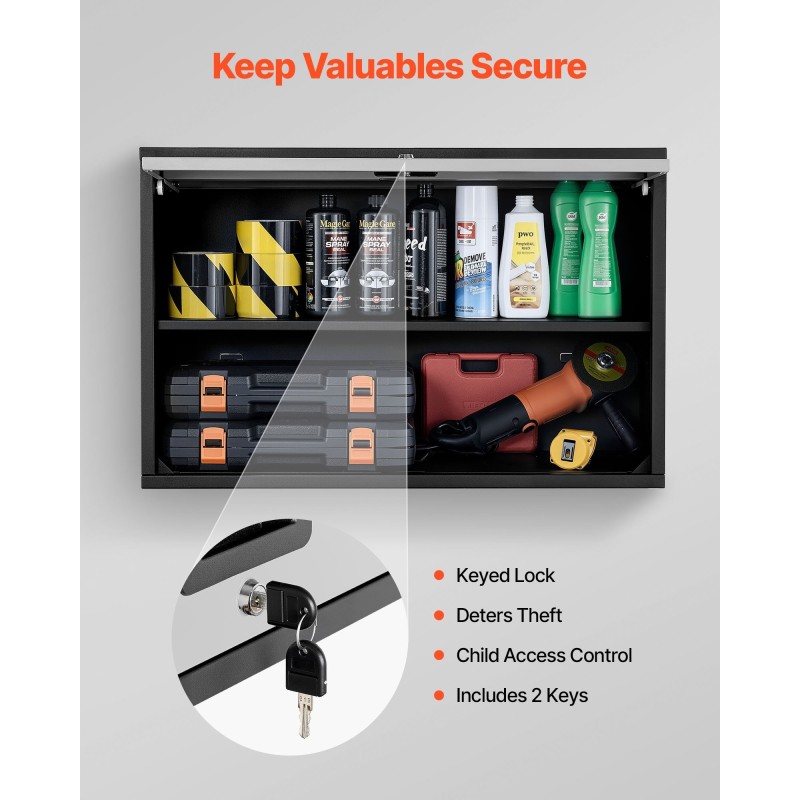 Teräksinen seinäkaappi 770 x 305 x 500 mm lukittava ylös aukeava luukku