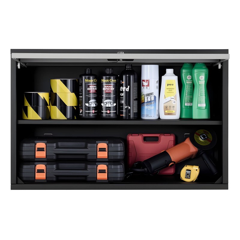 Teräksinen seinäkaappi 770 x 305 x 500 mm lukittava ylös aukeava luukku