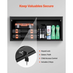 Teräksinen seinäkaappi 77 cm leveä 30,5 cm syvä lukollinen ovi