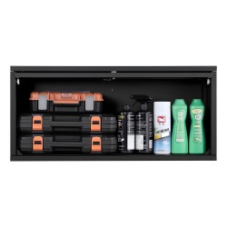 Teräksinen seinäkaappi 77 cm leveä 30,5 cm syvä lukollinen ovi