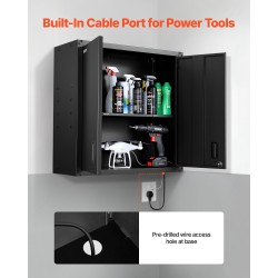 Seinäkaappi kylmävalssattu teräs lukittavat ovet säädettävä hylly musta