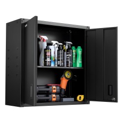 Seinäkaappi kylmävalssattu teräs lukittavat ovet säädettävä hylly musta