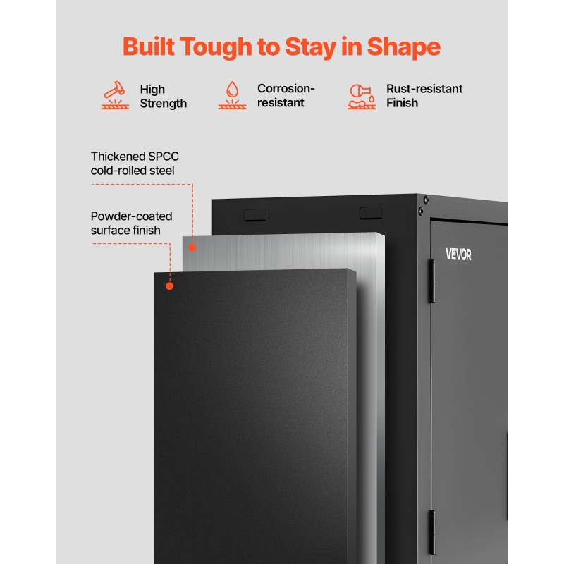 Teräksinen seinäkaappi kylmävalssattua terästä 76 cm leveä 30,5 cm syvä lukittava alahyllyllä