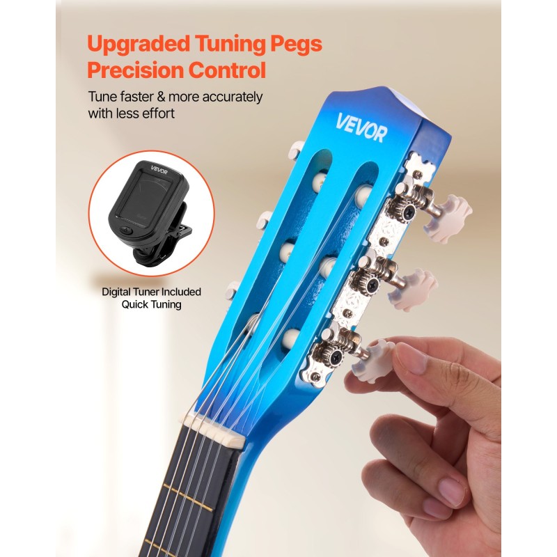 Klassinen kitara 30 tuuman 780 mm lehmusrunko vaahterakaula nailonkielet sininen lapsille