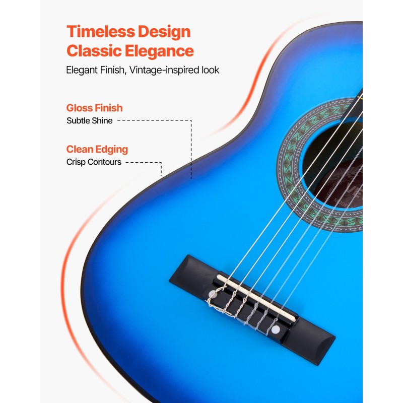Klassinen kitara 30 tuuman 780 mm lehmusrunko vaahterakaula nailonkielet sininen lapsille
