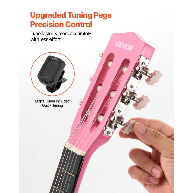 Klassinen kitara 780 mm bassopuu ja vaahtera nailonkielet vaaleanpunainen aloituspaketti