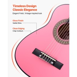 Klassinen kitara 780 mm bassopuu ja vaahtera nailonkielet vaaleanpunainen aloituspaketti