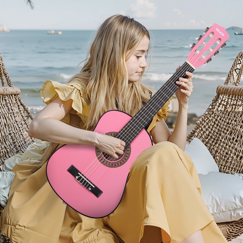 Klassinen kitara 780 mm bassopuu ja vaahtera nailonkielet vaaleanpunainen aloituspaketti