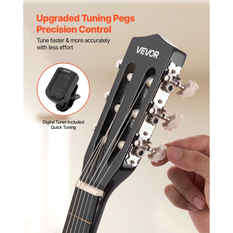 Klassinen kitara 780 mm nylonkielillä lehmusrunko ja vaahterakaula varusteilla aloittelijoille