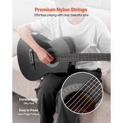 Klassinen kitara 780 mm nylonkielillä lehmusrunko ja vaahterakaula varusteilla aloittelijoille