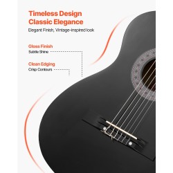 Klassinen kitara 38 tuuman 960 mm lehmusrunko vaahterakaula nailonkielet musta aloituspakkaus