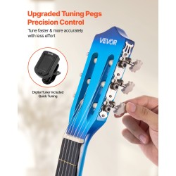 Klassinen kitara 38 tuumaa nailonkielet lehmus ja leppävaahtera sininen aloituspakkaus