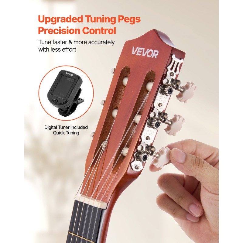 Klassinen kitara 38 tuumaa lehmus ja vaahtera nailonkielet aloittelijoille aloituspakkaus