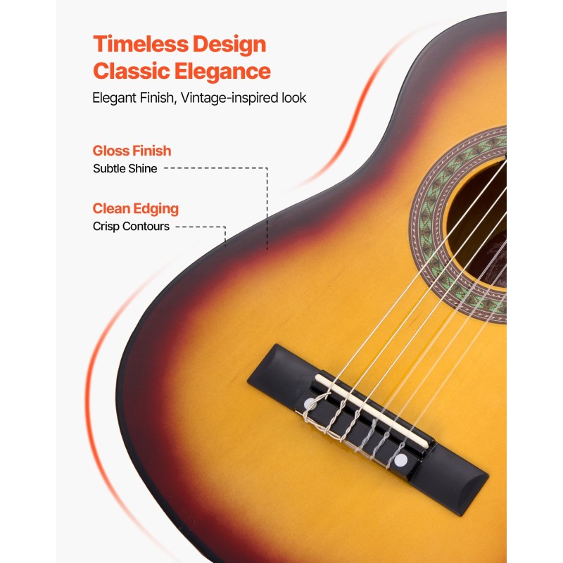 Klassinen 30-tuumainen kitara nailonkielillä lehmuspuukansi vaahterakaulalla aloittelijoille aloituspakkaus mukana