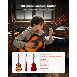 Klassinen 30-tuumainen kitara nailonkielillä lehmuspuukansi vaahterakaulalla aloittelijoille aloituspakkaus mukana
