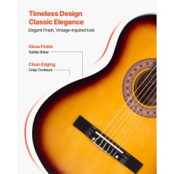 Klassinen 38-tuumainen kitara nailonkielillä lehmus ja vaahterarunko aurinkosävy aloituspakkaus