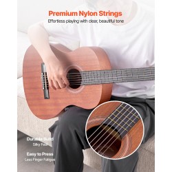 Klassinen kitara 36-tuumainen 900 mm sapele- ja ruusupuinen runko nylonkielet aloituspaketti lapsille