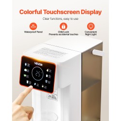 Kuumavesiautomaatti työtasolle ruostumatonta terästä kolmen litran säiliöllä kosketusnäytöllä lapsilukolla