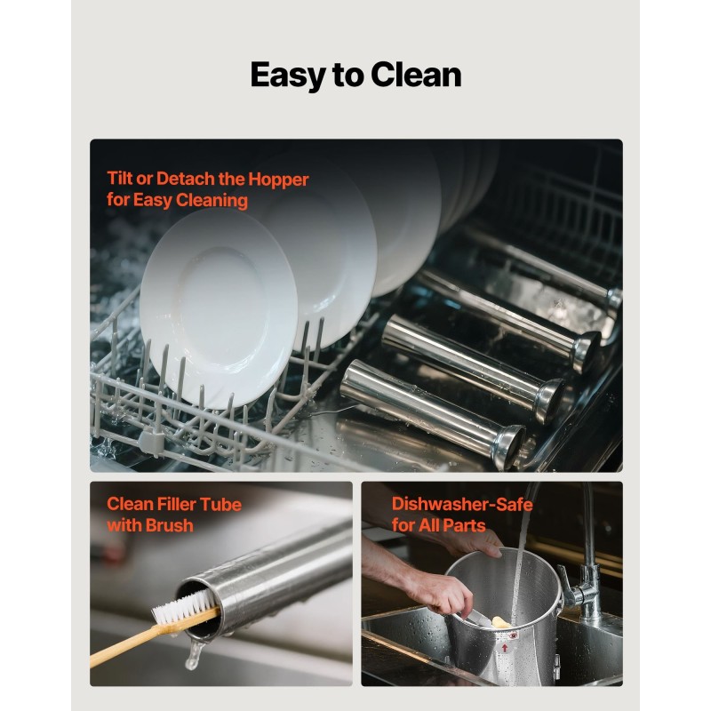 Sähköinen pystymallinen makkararuisku 12 l 304-ruostumaton teräs jalkapoljin portaaton nopeudensäätö