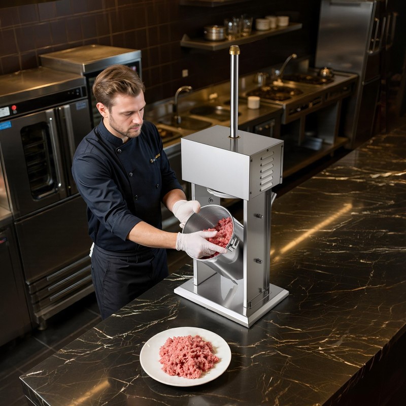 Sähköinen pystymallinen makkaratäytin 10 L 304-ruostumaton teräs 4 täyttöputkea