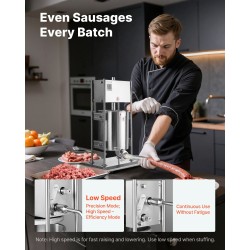 Manuaalinen pystymallinen makkaratäytin 10 L 304-ruostumaton teräs kaksinopeuksinen 5 täyttöputkea