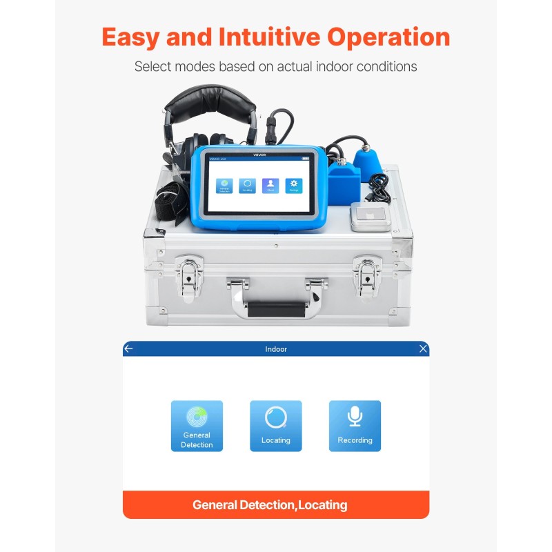 Putkivuodon paikannuslaite sisätiloihin kaksi sensoria seitsemän tuuman näyttö