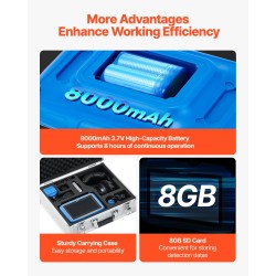 Putkivuodon paikannuslaite sisätiloihin kaksi sensoria seitsemän tuuman näyttö