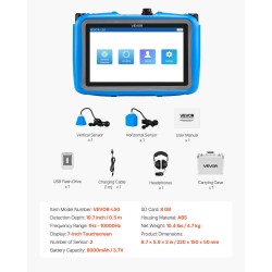 Putkivuodon paikannuslaite sisätiloihin kaksi sensoria seitsemän tuuman näyttö