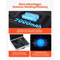 Putkiston vuototunnistin 1–5000 hertsi 2 metrin havaitsemissyvyys 7 tuuman kosketusnäyttö