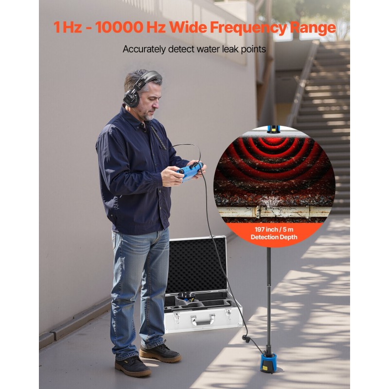 Putkivuodonilmaisin ulkokäyttöön 7-tuumainen kosketusnäyttö 8000 mAh akku 5 metrin havaitsemissyvyys