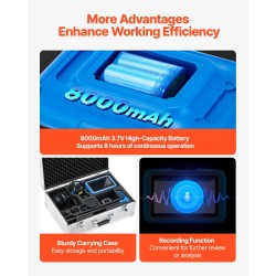 Putkivuodonilmaisin ulkokäyttöön 7-tuumainen kosketusnäyttö 8000 mAh akku 5 metrin havaitsemissyvyys