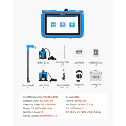 Putkivuodonilmaisin ulkokäyttöön 7-tuumainen kosketusnäyttö 8000 mAh akku 5 metrin havaitsemissyvyys