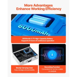 Putkistojen vuodonilmaisin ulkokäyttöön viiden metrin havaitsemissyvyys seitsemän tuumainen näyttö