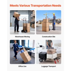 Taitettava seosteräs siirtokärry 272 kg teleskooppikahvalla pyörillä ja sidontavyöllä